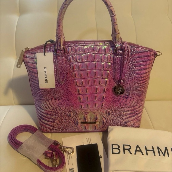 Brahmin Handbags - “Brahmin” Duxbury Style, Genuine Leather Satchel in Purple Iris on Melbourne